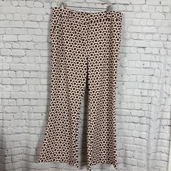Gabi Fresh Giselle Floral Print Flare Bell Bottom Pants Womens 3X Burgundy Ivory - Picture 4 of 14